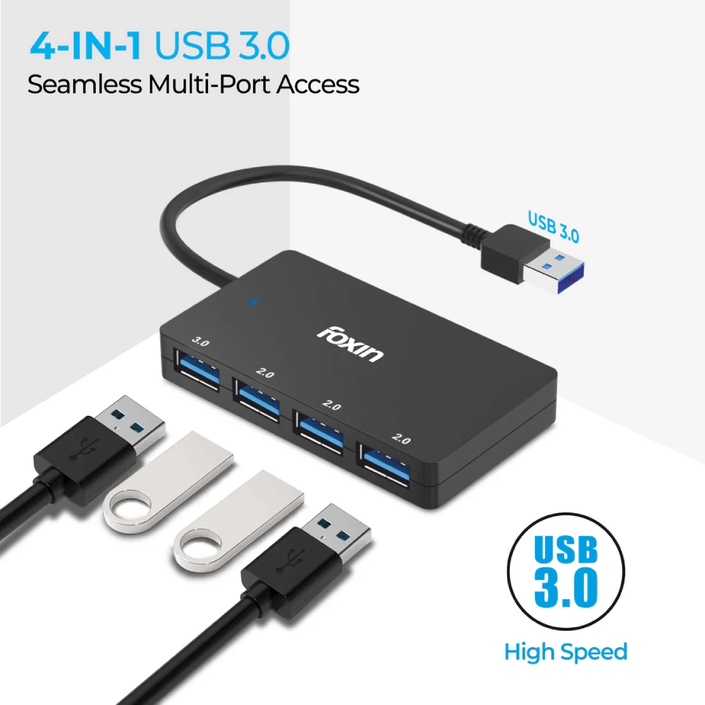 Foxin 4 Port USB Hub 3.0 FUH 004 view 2